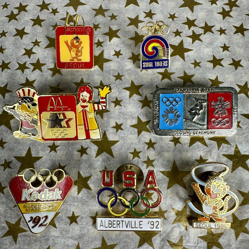 Vintage 7 Olympic Pins and Lapel Pins